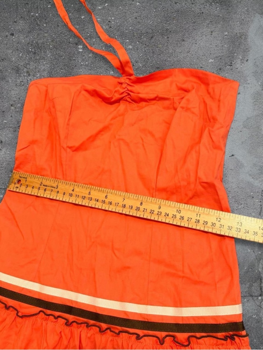 orange halter mini dress y2k ruffle tiered summer - Picture 3 of 5